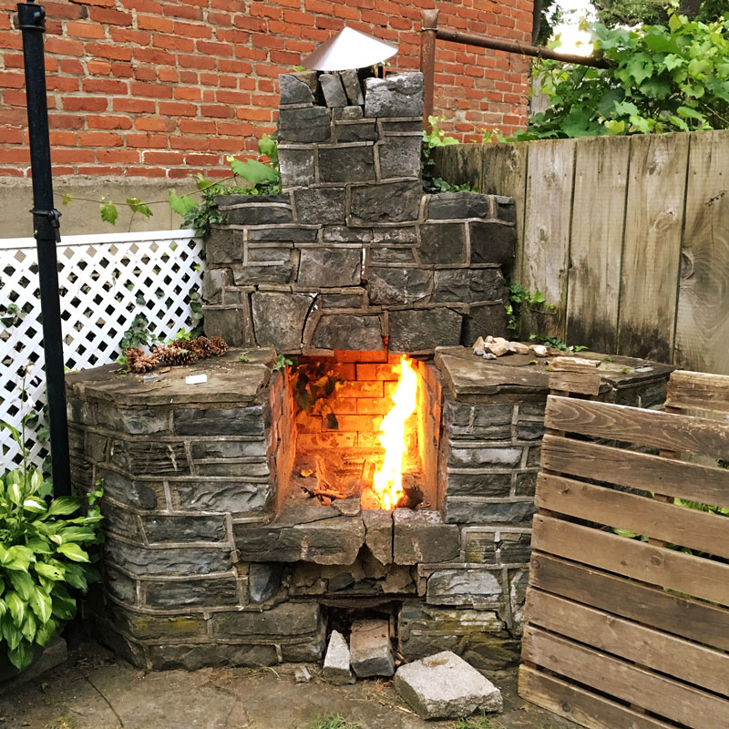 backyard fireplace